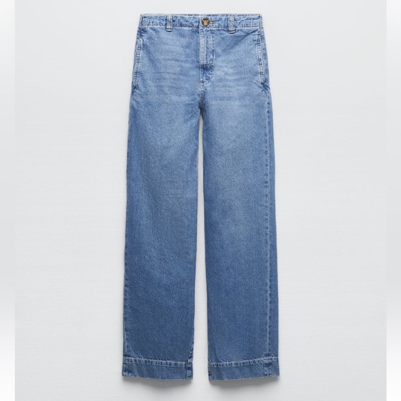 Zara ZW MID-RISE CHINO JEANS. Blue. Size US 0. New with Tags. - Picture 7 of 8